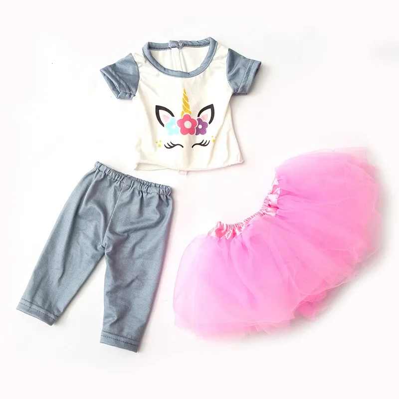 43cm Baby New Born Doll Asymmetrical Dress 18 Inch American Generation Girl Doll Clothes