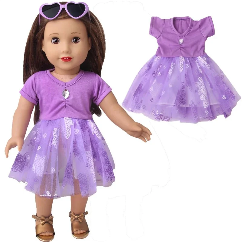 43cm Baby New Born Doll Asymmetrical Dress 18 Inch American Generation Girl Doll Clothes