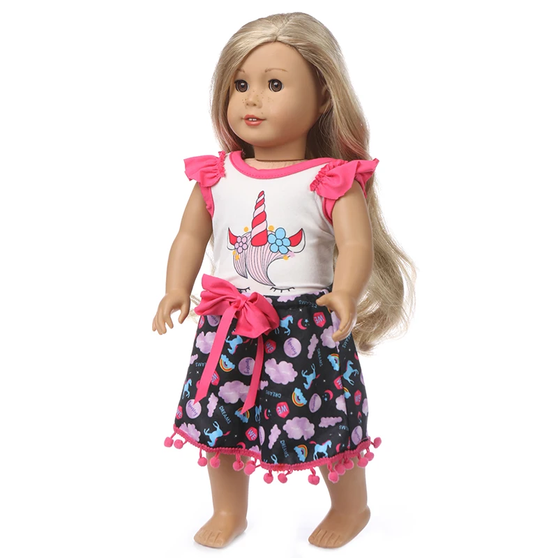 43cm Baby New Born Doll Asymmetrical Dress 18 Inch American Generation Girl Doll Clothes