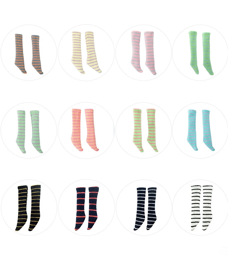 New Blyth Doll Fashion Striped Socks Multiple Colors for Ymy Licca Azones Ob24 22 Fr 19 Joint Body Doll Accessories
