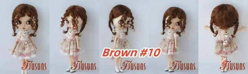 JD644L 9-10inch 10-11inch Messy Baby Curly Braide Twintail Mohair BJD Wigs Blythes Combed Mohair Hair 18" OG Doll Accessories