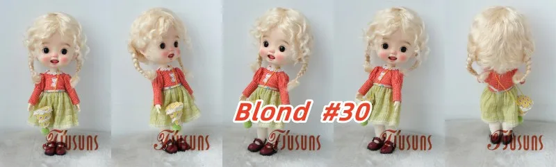 JD644L 9-10inch 10-11inch Messy Baby Curly Braide Twintail Mohair BJD Wigs Blythes Combed Mohair Hair 18" OG Doll Accessories