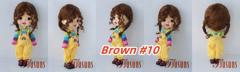 JD644L 9-10inch 10-11inch Messy Baby Curly Braide Twintail Mohair BJD Wigs Blythes Combed Mohair Hair 18" OG Doll Accessories