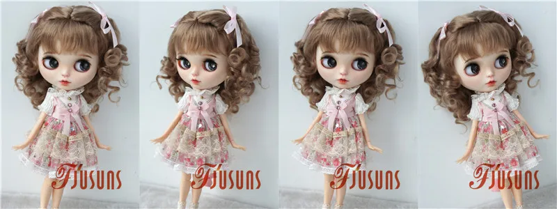 JD644L 9-10inch 10-11inch Messy Baby Curly Braide Twintail Mohair BJD Wigs Blythes Combed Mohair Hair 18" OG Doll Accessories