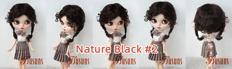 JD644L 9-10inch 10-11inch Messy Baby Curly Braide Twintail Mohair BJD Wigs Blythes Combed Mohair Hair 18" OG Doll Accessories