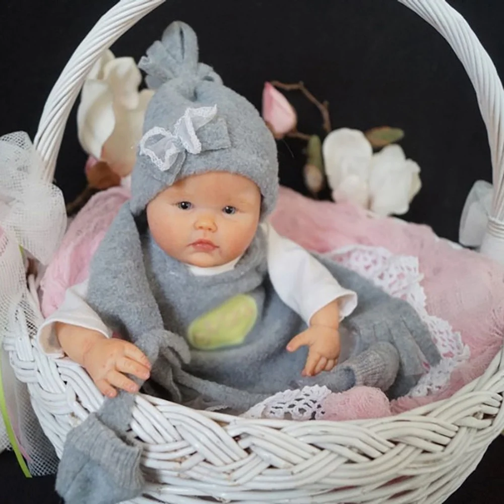 10inch Mini Reborn Doll Kit Mina Mini Triplet Unfinished Unpainted Doll Parts with Body and Eyes Blank Doll Kit DIY Toys