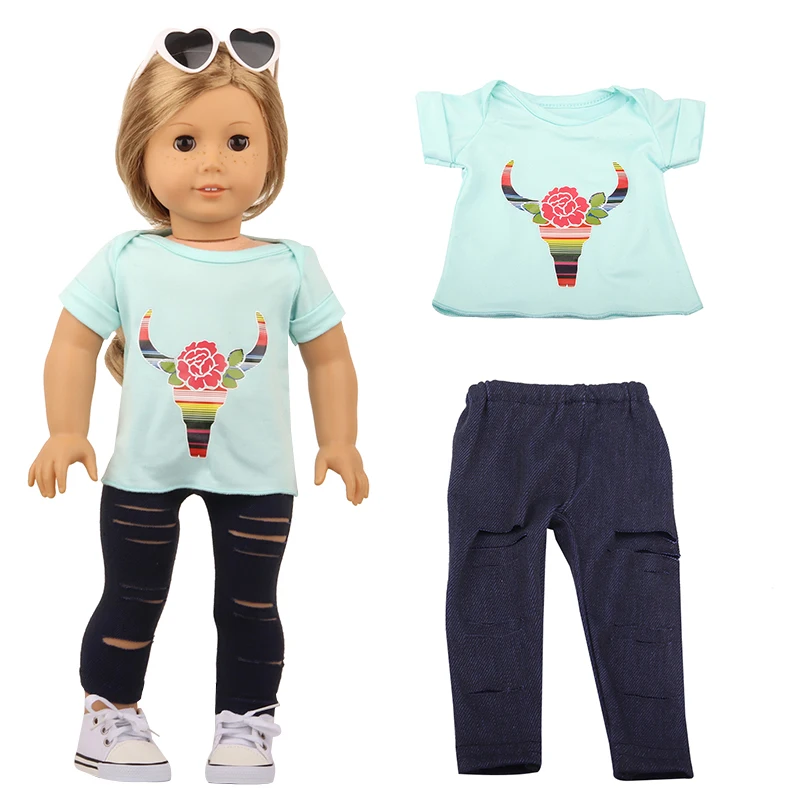 5 Sets American 18 Inch Girl Doll Clothes Animal Tree Mickey Clothes Dress Set For 43cm New Born Baby&OG,Doll Accessories Gift
