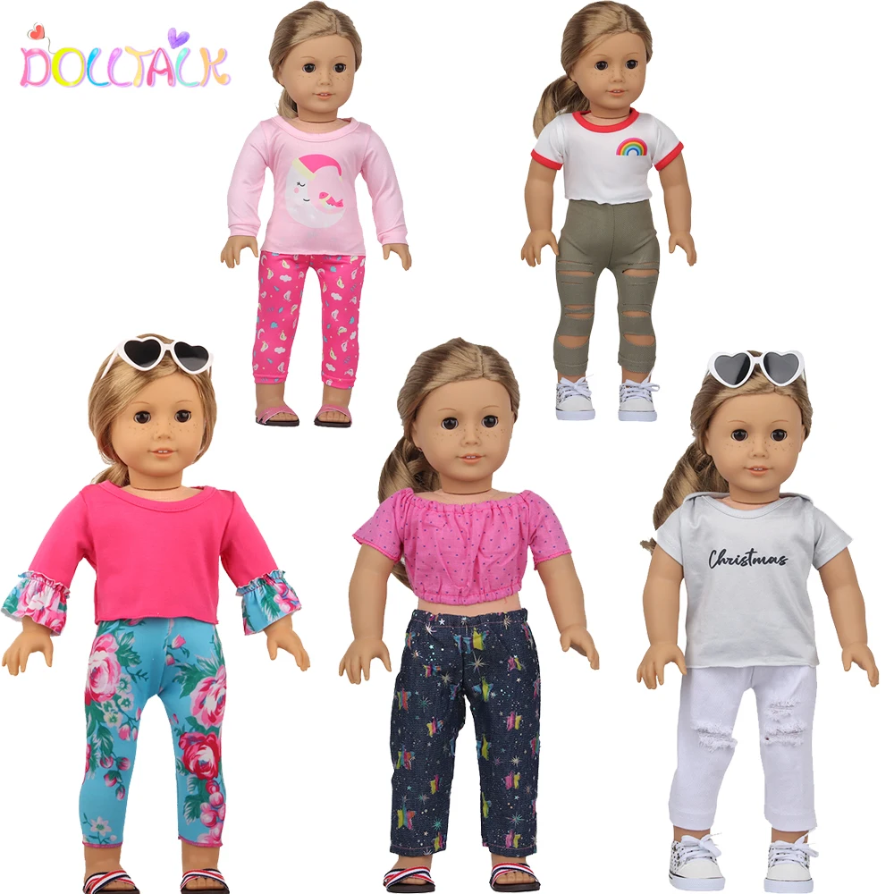 5 Sets American 18 Inch Girl Doll Clothes Animal Tree Mickey Clothes Dress Set For 43cm New Born Baby&OG,Doll Accessories Gift