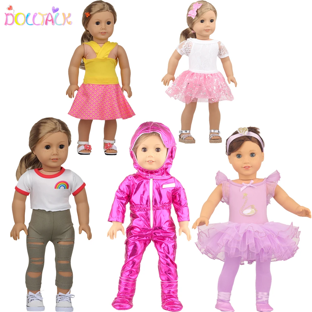 5 Sets American 18 Inch Girl Doll Clothes Animal Tree Mickey Clothes Dress Set For 43cm New Born Baby&OG,Doll Accessories Gift