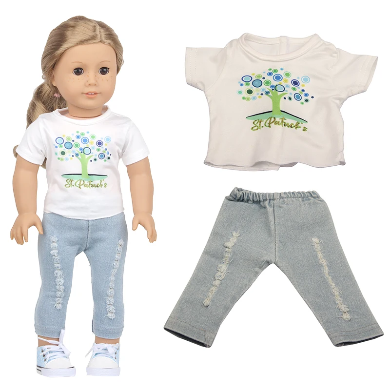 5 Sets American 18 Inch Girl Doll Clothes Animal Tree Mickey Clothes Dress Set For 43cm New Born Baby&OG,Doll Accessories Gift