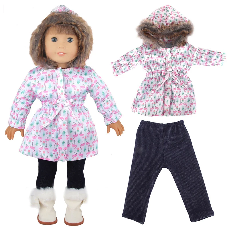 Doll Clothes for 43cm New Born Baby Toys Winter Jacket 18" Girl Doll Outfits Shoes