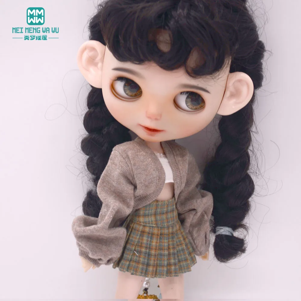 Fashion New Puff Sleeve Knit Jacket Set for Blyth Doll Azone OB23 OB24 Doll Accessories