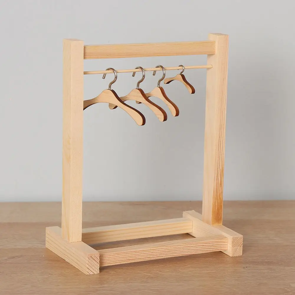 NEW for Dolls Stuffed Toys Handbag Garment Organizer Wooden Clothes Rack Scarf Holder Hangers