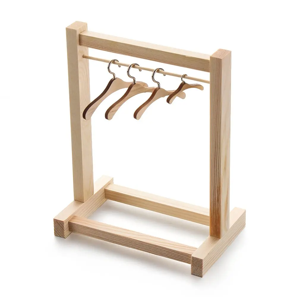 NEW for Dolls Stuffed Toys Handbag Garment Organizer Wooden Clothes Rack Scarf Holder Hangers