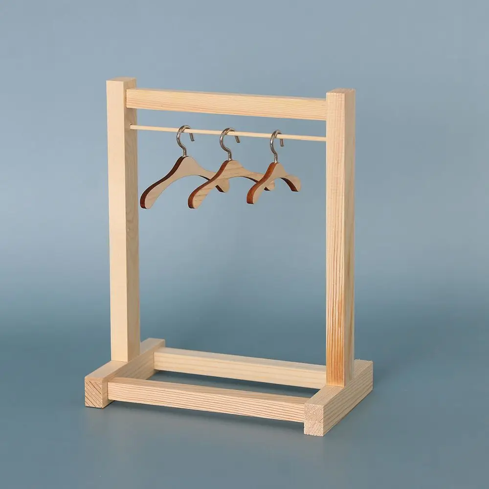 NEW for Dolls Stuffed Toys Handbag Garment Organizer Wooden Clothes Rack Scarf Holder Hangers