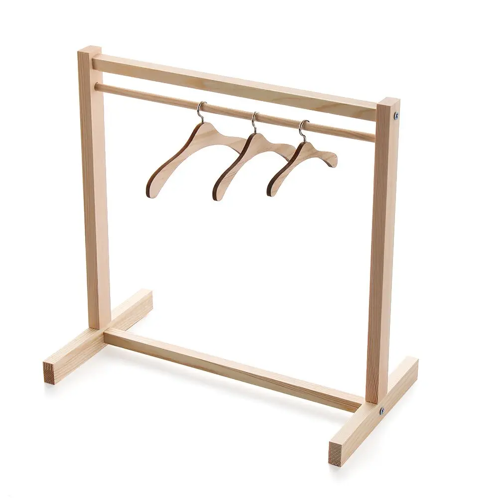 NEW for Dolls Stuffed Toys Handbag Garment Organizer Wooden Clothes Rack Scarf Holder Hangers
