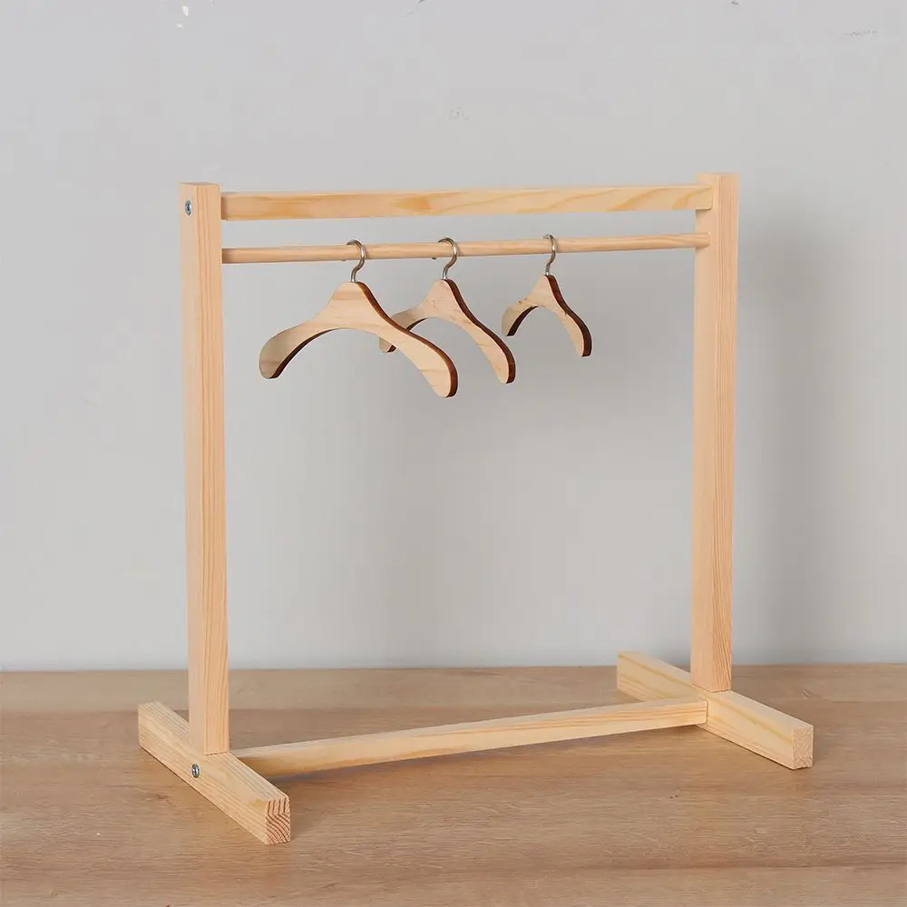 NEW for Dolls Stuffed Toys Handbag Garment Organizer Wooden Clothes Rack Scarf Holder Hangers