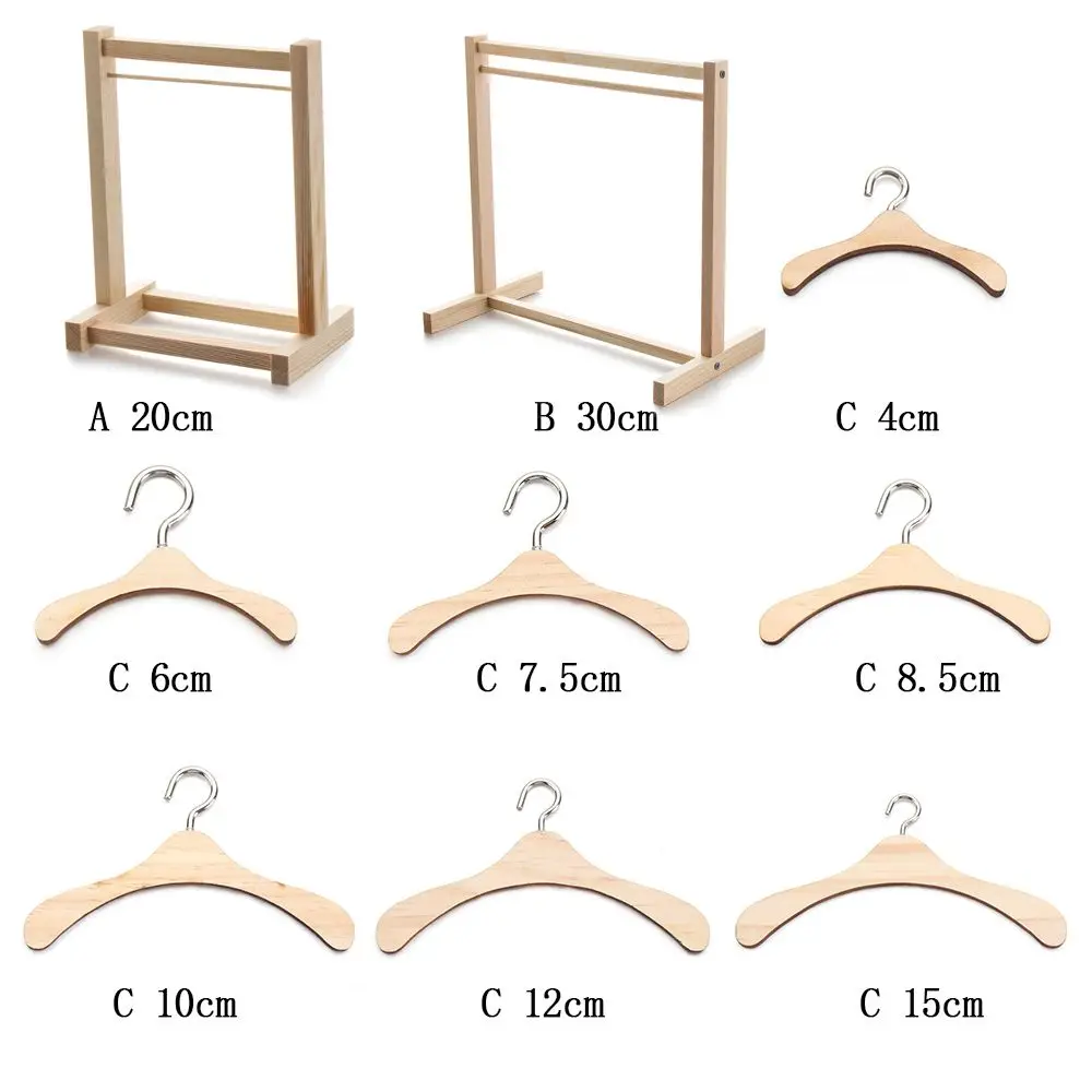 NEW for Dolls Stuffed Toys Handbag Garment Organizer Wooden Clothes Rack Scarf Holder Hangers