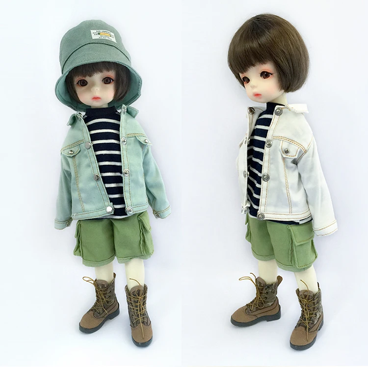 1/6 Bjd Dolls Fashion Denim Jacket Clothes Doll Cute Fisherman's Hat Doll Outfit Pink Jacket For 30cm Doll, 12inch Yosd Msd Doll