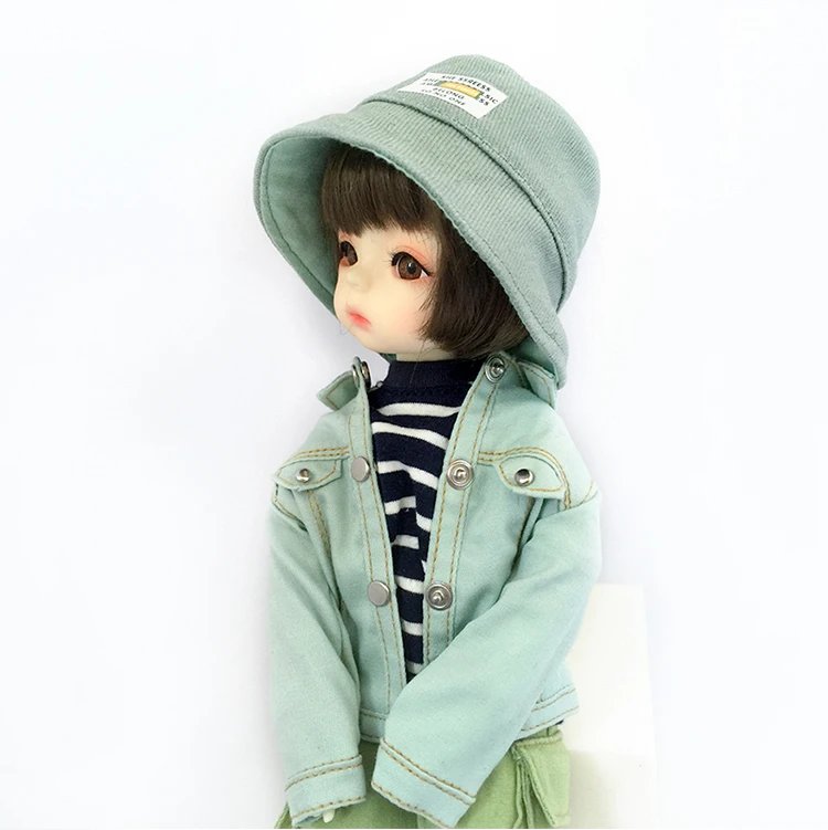 1/6 Bjd Dolls Fashion Denim Jacket Clothes Doll Cute Fisherman's Hat Doll Outfit Pink Jacket For 30cm Doll, 12inch Yosd Msd Doll