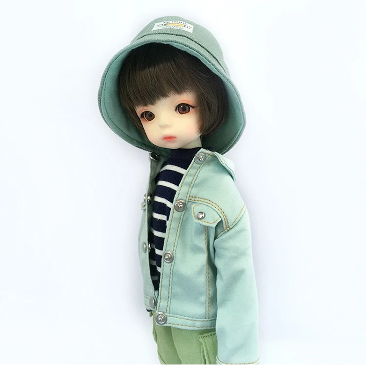 1/6 Bjd Dolls Fashion Denim Jacket Clothes Doll Cute Fisherman's Hat Doll Outfit Pink Jacket For 30cm Doll, 12inch Yosd Msd Doll