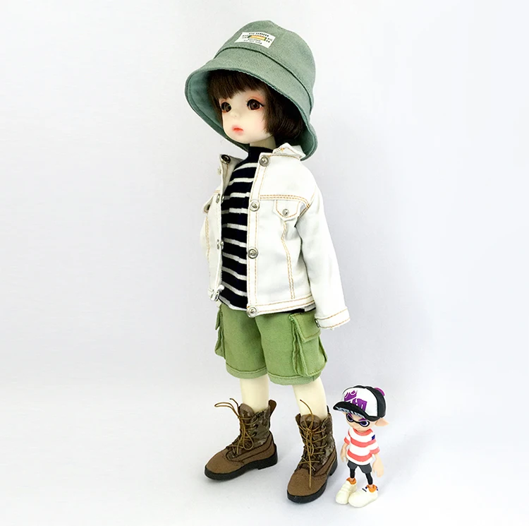 1/6 Bjd Dolls Fashion Denim Jacket Clothes Doll Cute Fisherman's Hat Doll Outfit Pink Jacket For 30cm Doll, 12inch Yosd Msd Doll