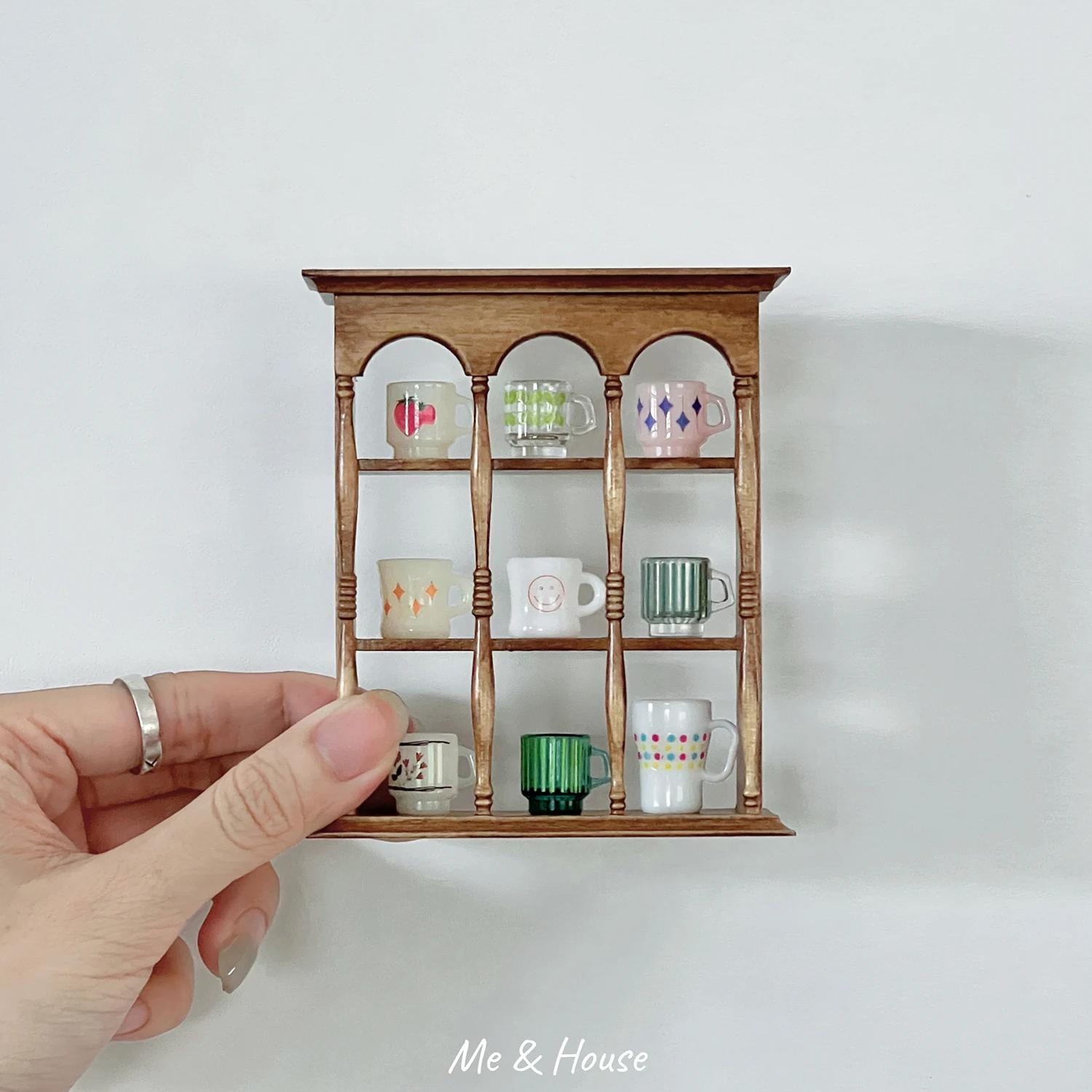 1/6 Cup holder/storage rack solid wood cherry wood doll house mini model