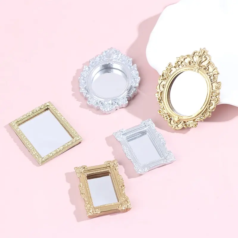 1/12 Dollhouse Miniature Frame Accessories Furniture Miniature Mirror Wall Room Mirror Doll House Mirror 28 STYLES