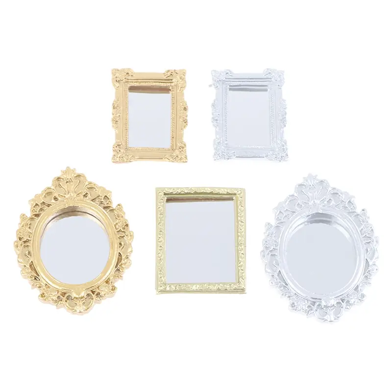 1/12 Dollhouse Miniature Frame Accessories Furniture Miniature Mirror Wall Room Mirror Doll House Mirror 28 STYLES