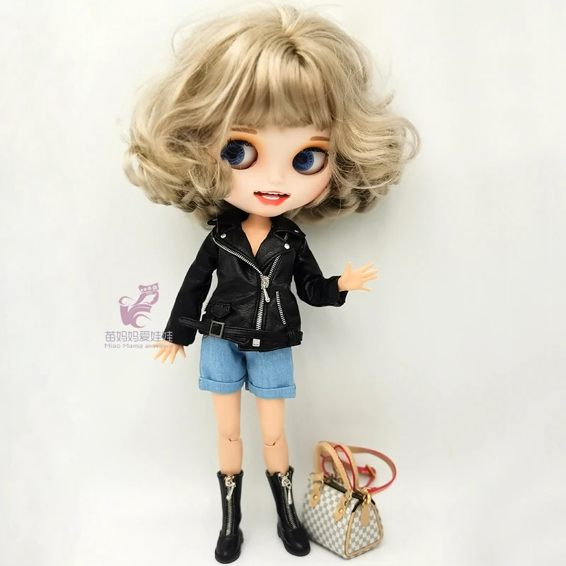 Blythe Doll Clothes Ripped Jeans And Pink White Black T-shirt For Doll OB24 Azone Doll Outfits