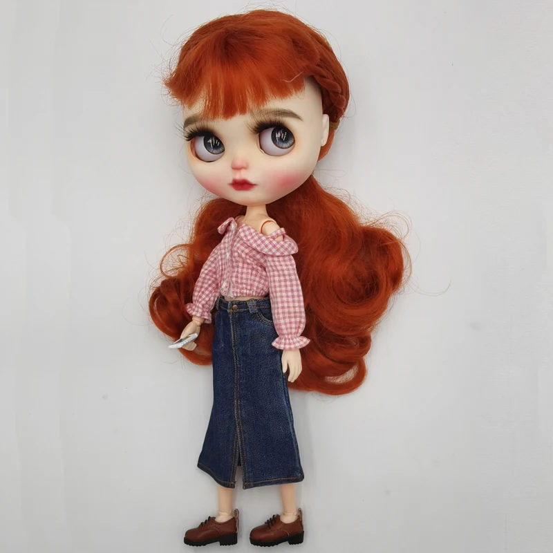 Blythe Doll Clothes Ripped Jeans And Pink White Black T-shirt For Doll OB24 Azone Doll Outfits