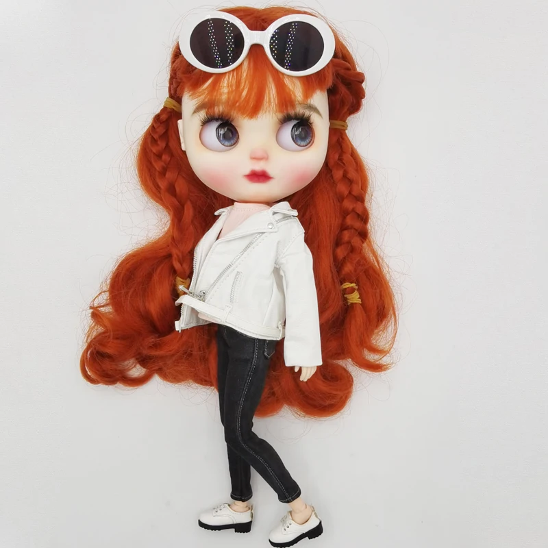 Blythe Doll Clothes Ripped Jeans And Pink White Black T-shirt For Doll OB24 Azone Doll Outfits