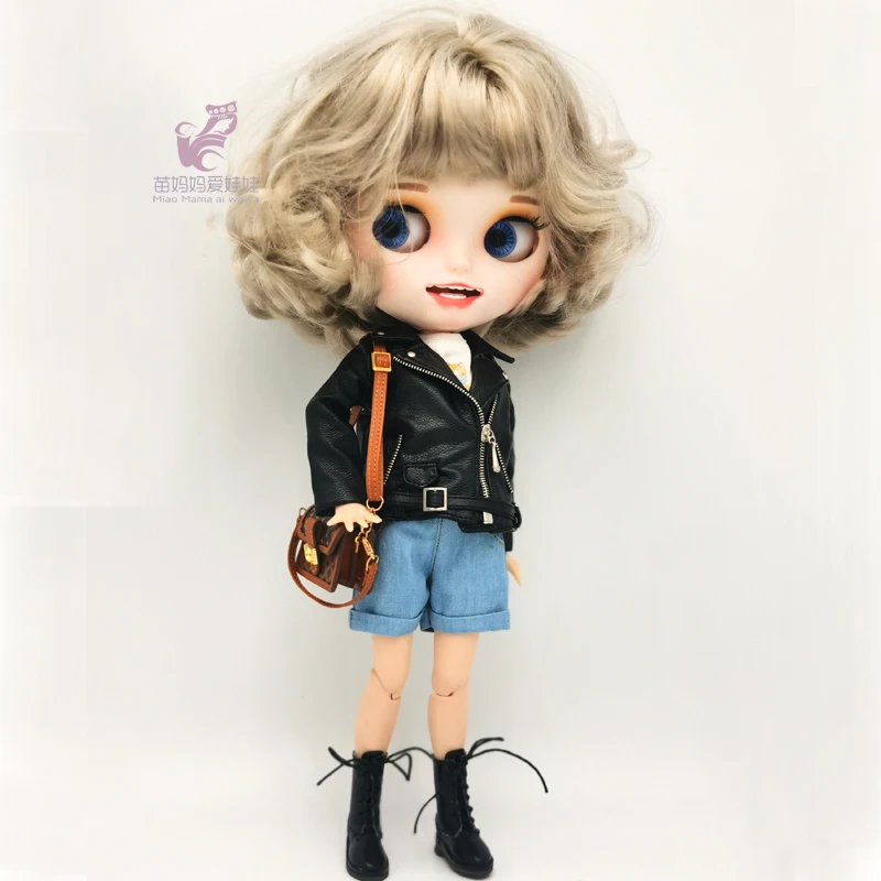 Blythe Doll Clothes Ripped Jeans And Pink White Black T-shirt For Doll OB24 Azone Doll Outfits