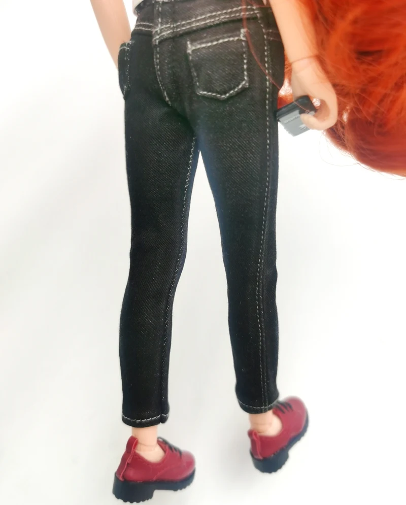 Blythe Doll Clothes Ripped Jeans And Pink White Black T-shirt For Doll OB24 Azone Doll Outfits