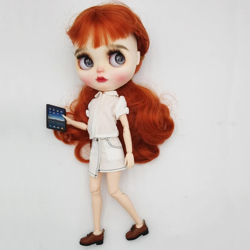 Blythe Doll Clothes Ripped Jeans And Pink White Black T-shirt For Doll OB24 Azone Doll Outfits
