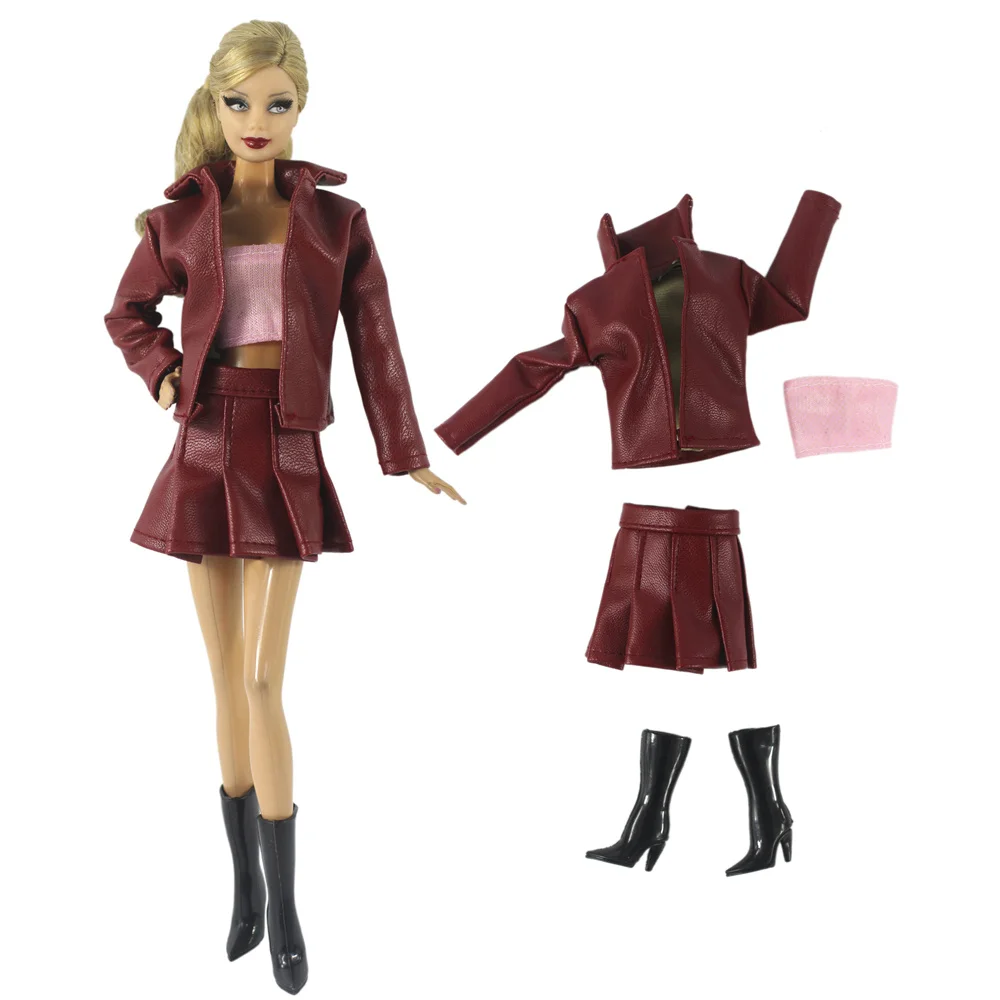 1 Set Doll Clothes 1:6 Scale Leather Outfit for 11.5 inch 30cm Doll Many Style for Choice Gifts for Girls #05