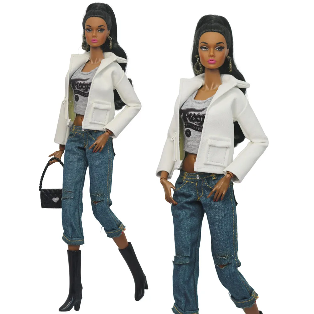 1 Set Doll Clothes 1:6 Scale Leather Outfit for 11.5 inch 30cm Doll Many Style for Choice Gifts for Girls #05