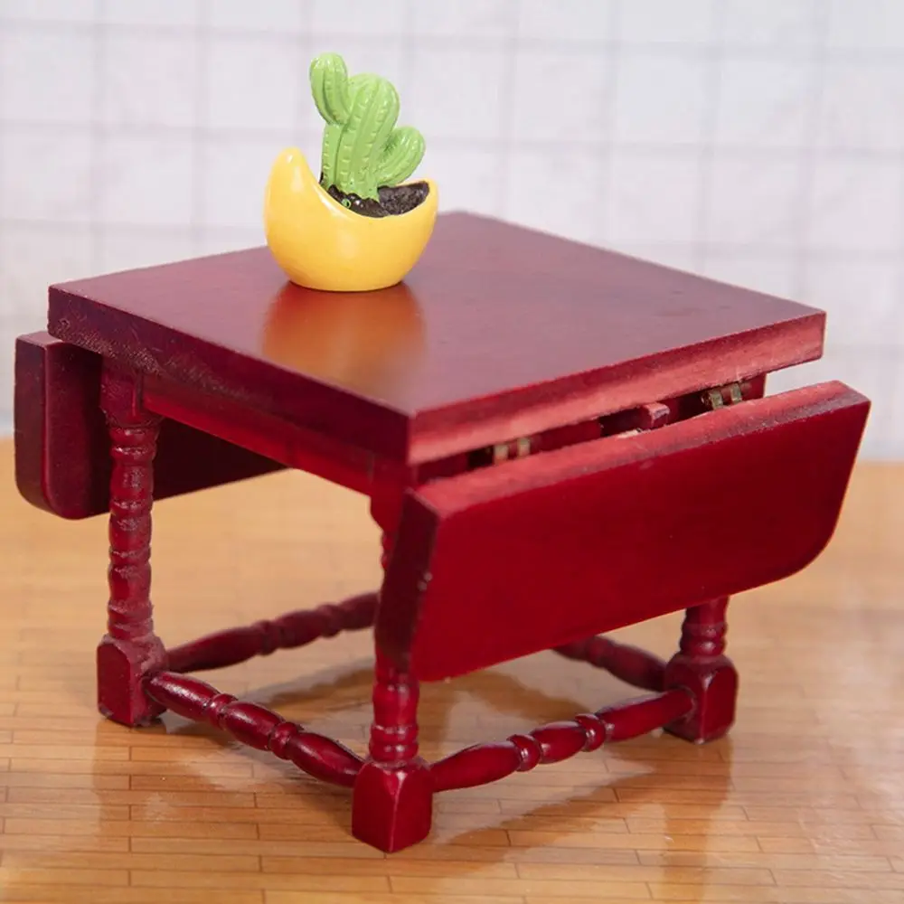 1/12 Dollhouse Decoration Miniature Table Furniture Toys Simulation Chair Model Set Wooden White Dining Table Doll Accessories