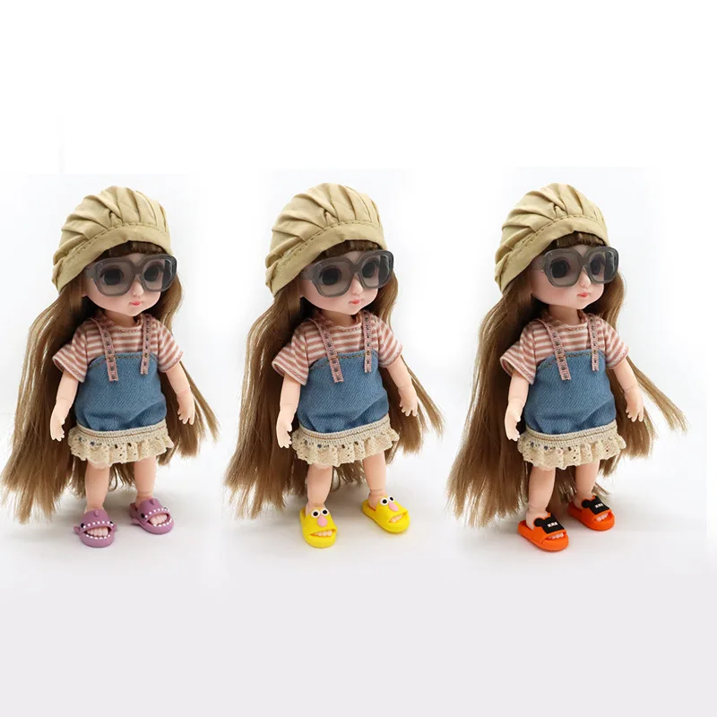 Cute Shark Slippers Doll Shoes Plastic Doll Shoes Suit for Ob11 P9 OB22 Blyth BJD12 1/6BJD YOSD Doll Accessories Gift for Girls