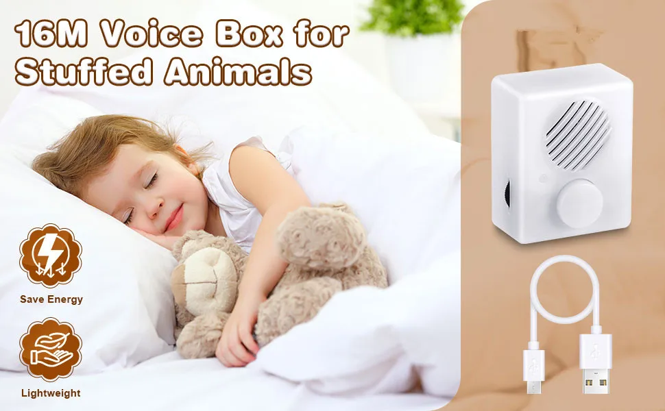 Voice Recorder for Stuffed Animals,16M USB Downloadable & Recordable Sound Box for Crafters, School Presentations, DIY Gifts