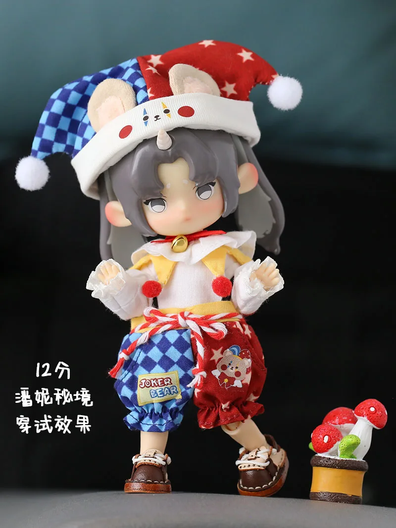 Ob11 Doll Circus Clown Costume Clothes With Doll Joker Hat For Molly, Gsc, Ymy Body, Ufdoll, 1/12 Bjd Doll