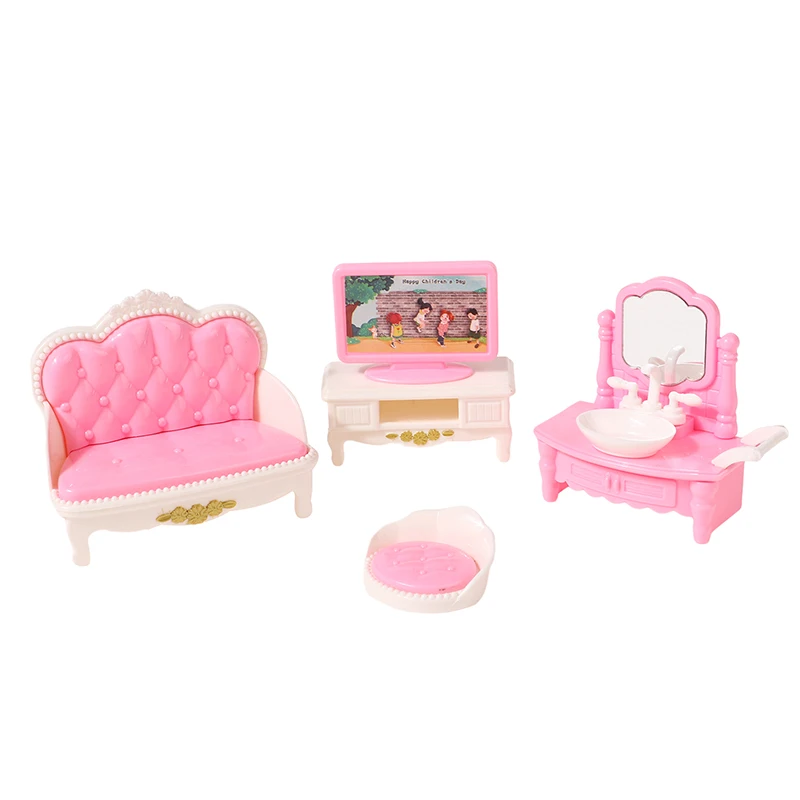 4/7/10/11Pcs Miniature Dollhouse Furniture Accessoies Kid Toys Kitchen Bedroom Living Room Bathroom Cooking Things For Doll Game