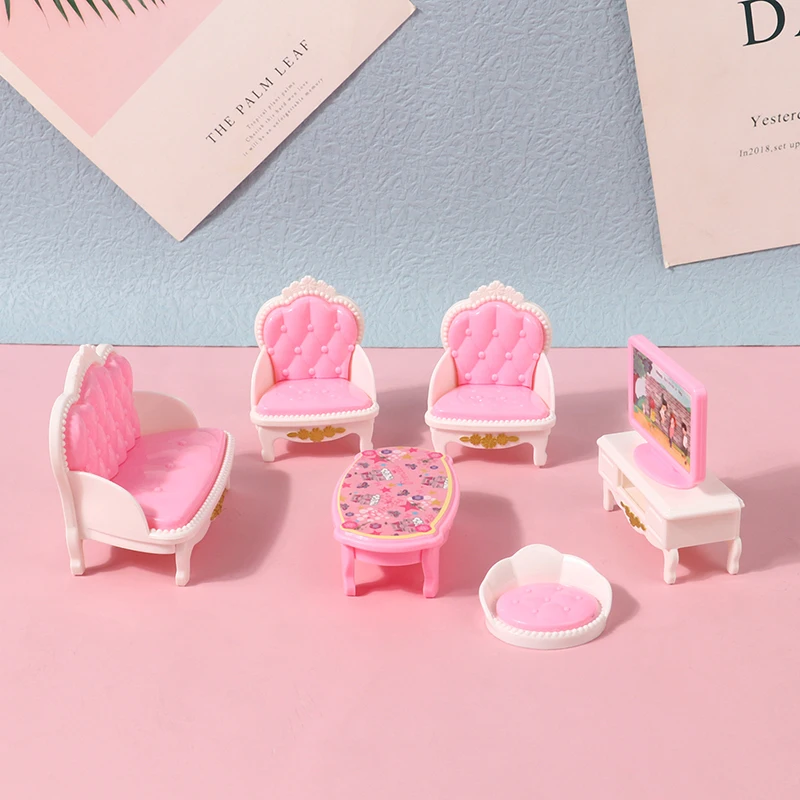 4/7/10/11Pcs Miniature Dollhouse Furniture Accessoies Kid Toys Kitchen Bedroom Living Room Bathroom Cooking Things For Doll Game