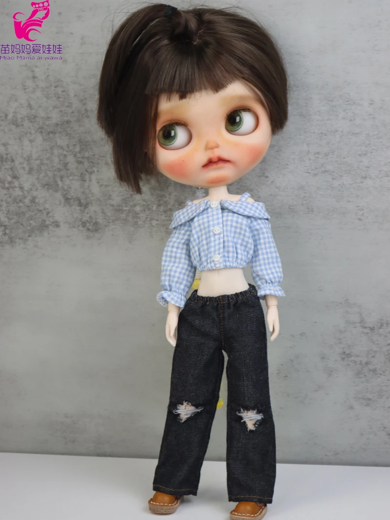 Blythe Doll Clothes Shirt Jeans Pants Skirt for Ob24 Ob22 Azone Dolls Shirt