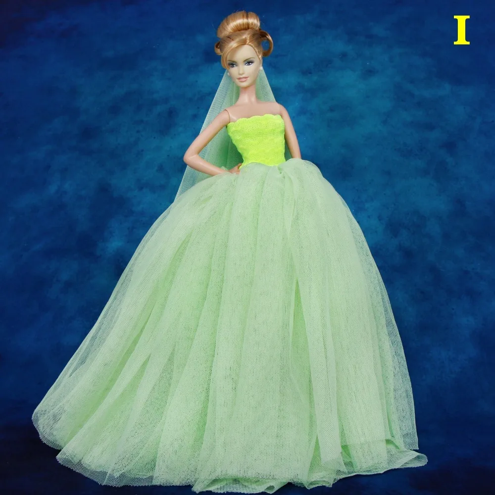 High Quality Lady Dress Wedding Party Bride Wear Gown Pink Top + Lace Veil Clothes for 11.5'' Doll Accessories Kids Toy Gift
