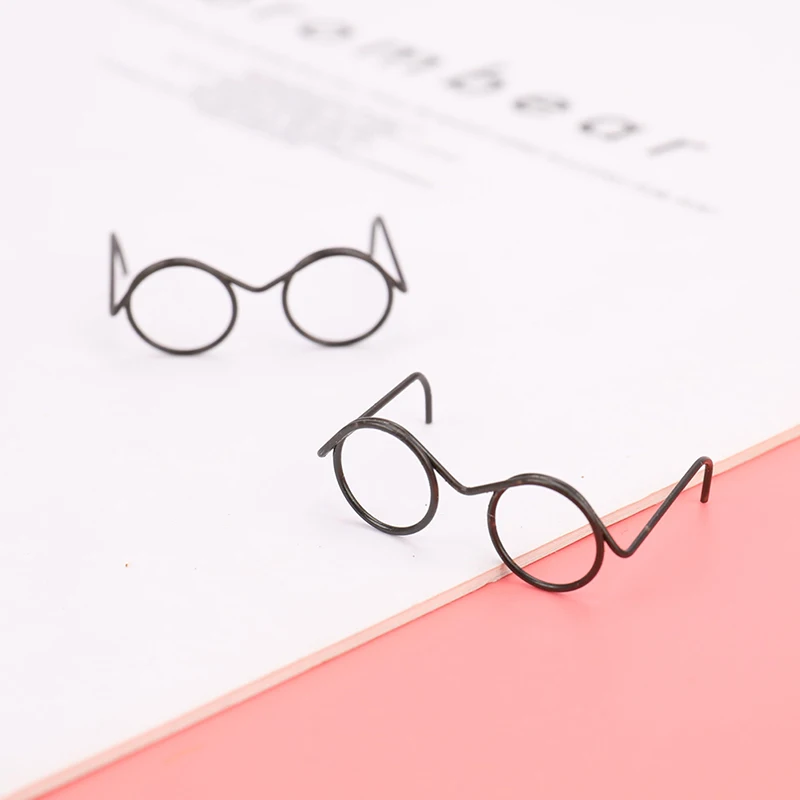 Cute Round Glasses Frame Dolls Fashion Retro Lensless Eyewear Mini Toy Eyeglasses Doll Glasses Doll Dressing Accessories