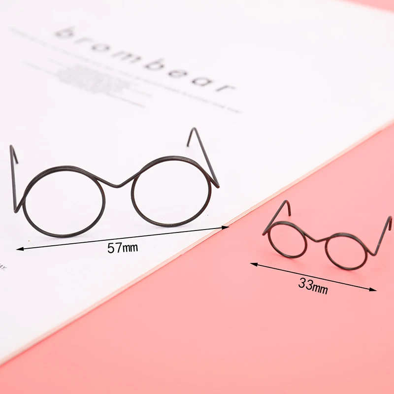 Cute Round Glasses Frame Dolls Fashion Retro Lensless Eyewear Mini Toy Eyeglasses Doll Glasses Doll Dressing Accessories