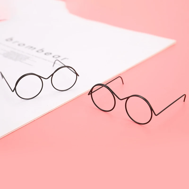 Cute Round Glasses Frame Dolls Fashion Retro Lensless Eyewear Mini Toy Eyeglasses Doll Glasses Doll Dressing Accessories