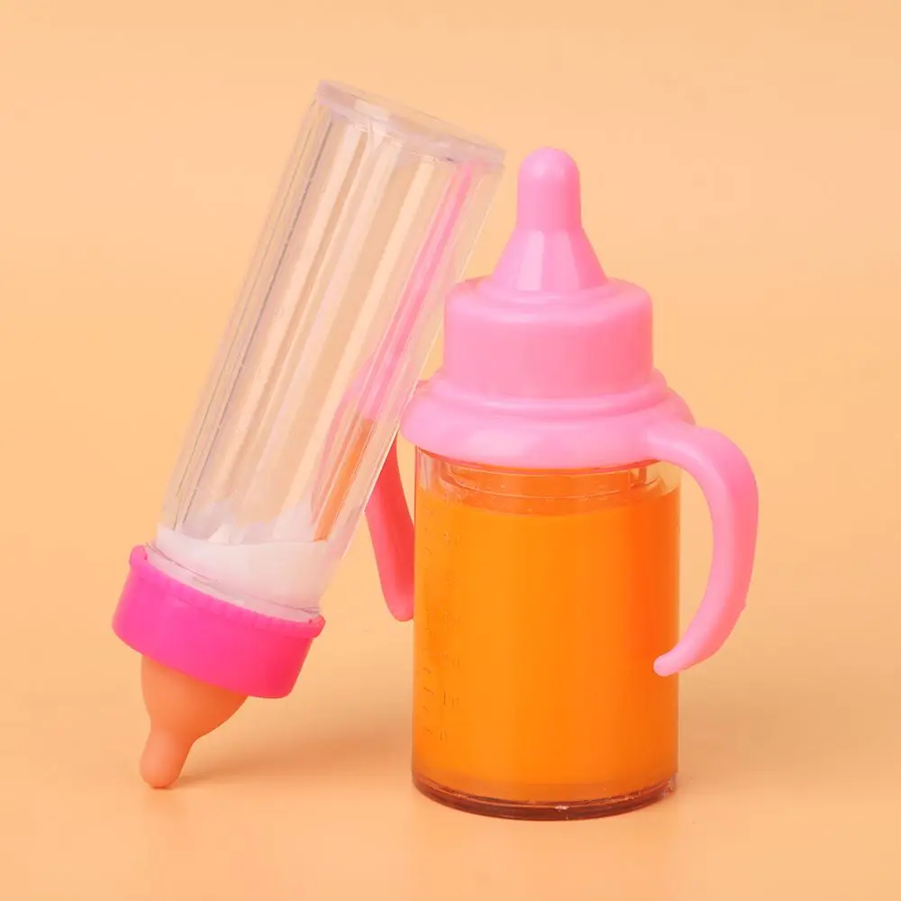 18inch Doll Magic Milk Juice Bottles with Pacifier Bibs Dollhouse Plastic Nipple Bottle fit Newborn Dolls for Toys Accessories
