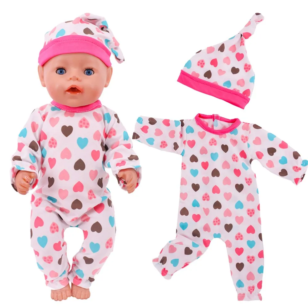 Doll Clothes Long One Piece Pajamas + Nightcap For 18Inch American&43Cm Baby Doll Accessories Nenuco Sleeping Blanket